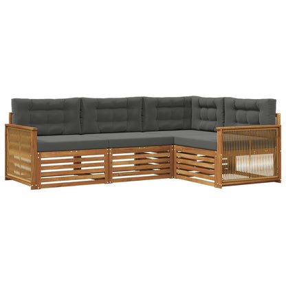 Set di divani da esterno con cuscino 4 pcs Naturale e Antracite | homemem39