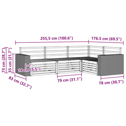 Set di divani da esterno 4 pcs Naturale 255,5 x 176,5 x 73 cm | homemem39