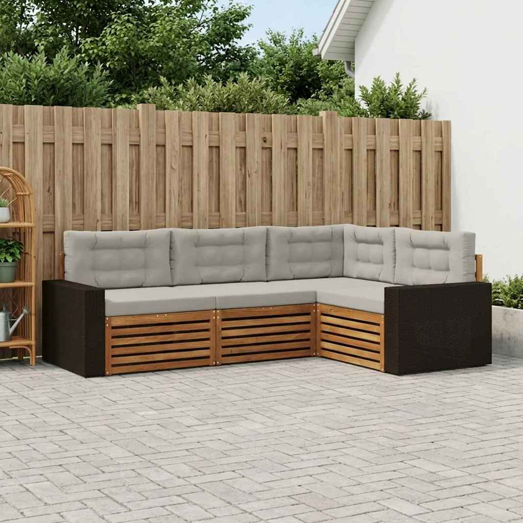 Set di divani da esterno 4 pcs Naturale e Grigio Chiaro | homemem39