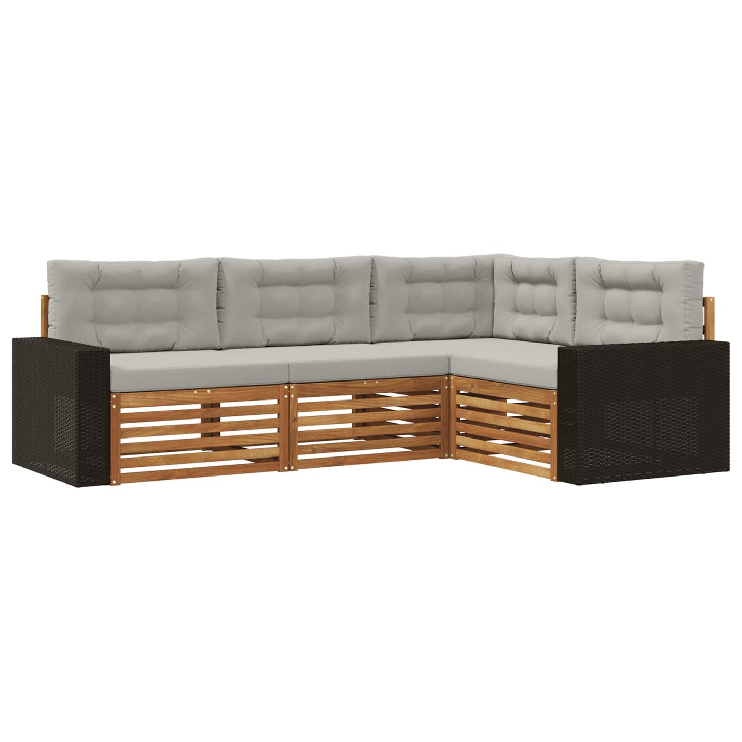 Set di divani da esterno 4 pcs Naturale e Grigio Chiaro | homemem39