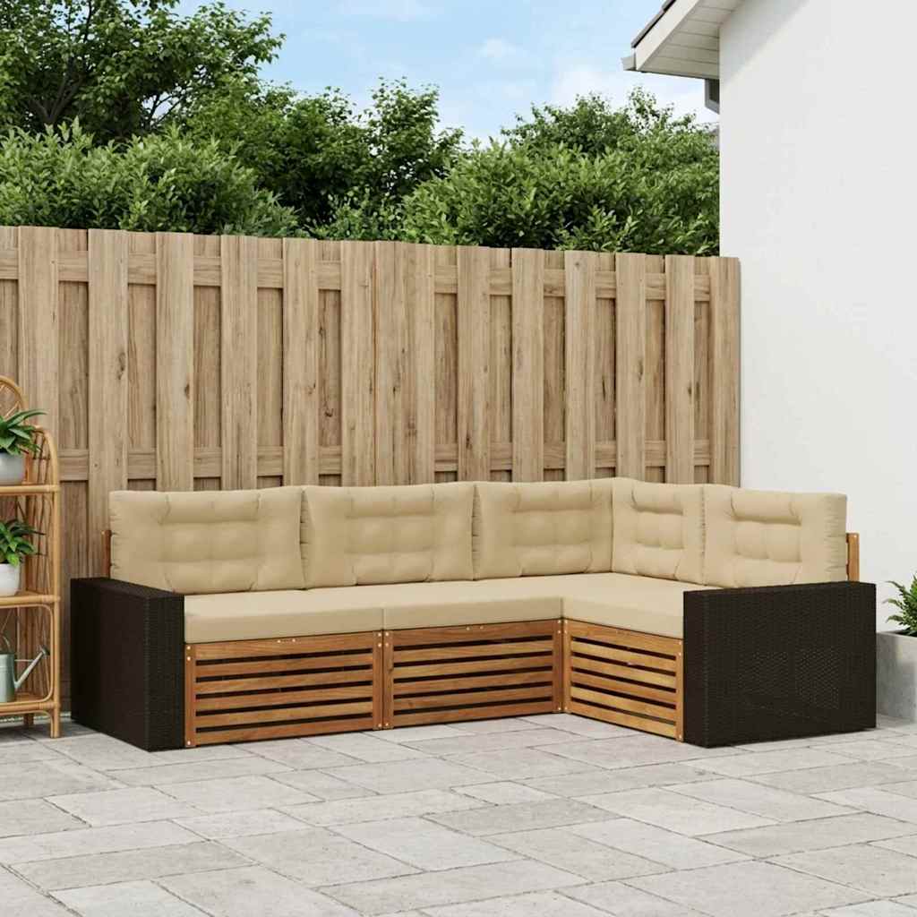 Set di divani da esterno 4 pcs Naturale e Beige | homemem39