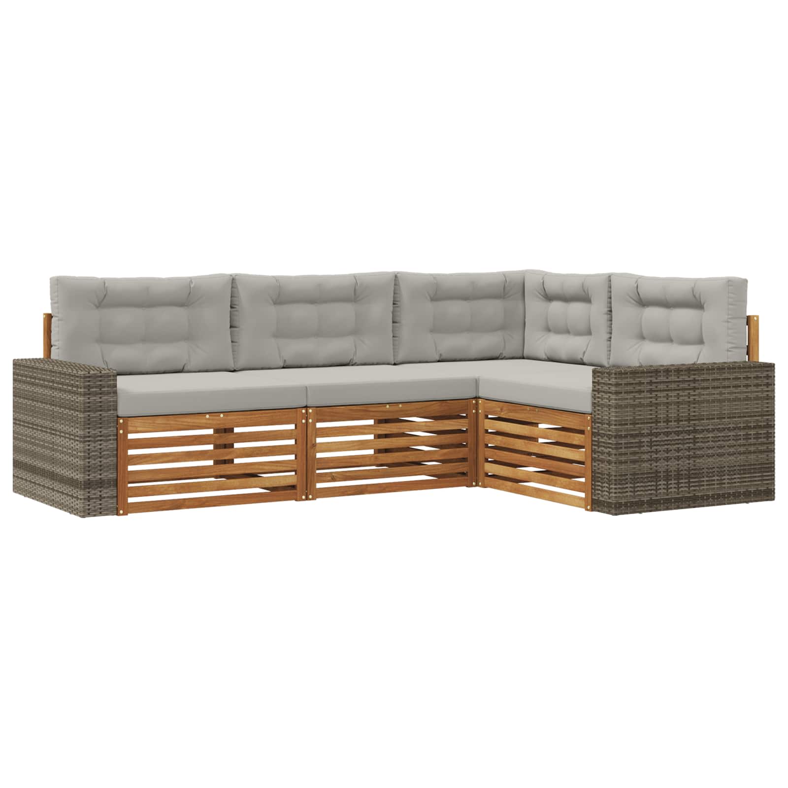 Set di divani da esterno 4 pcs Naturale e Grigio Chiaro | homemem39