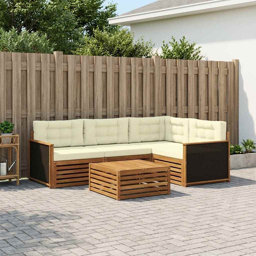 Set di divani da esterno 5 pcs Naturale e Crema 79 x 79 x 37 cm | homemem39
