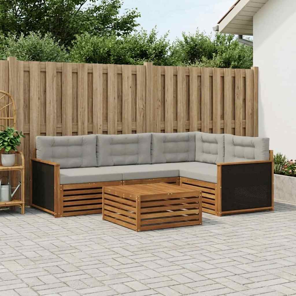 Set di divani da esterno 5 pcs Naturale e Grigio Chiaro | homemem39