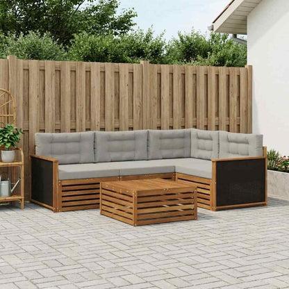 Set di divani da esterno 5 pcs Naturale e Grigio Chiaro | homemem39