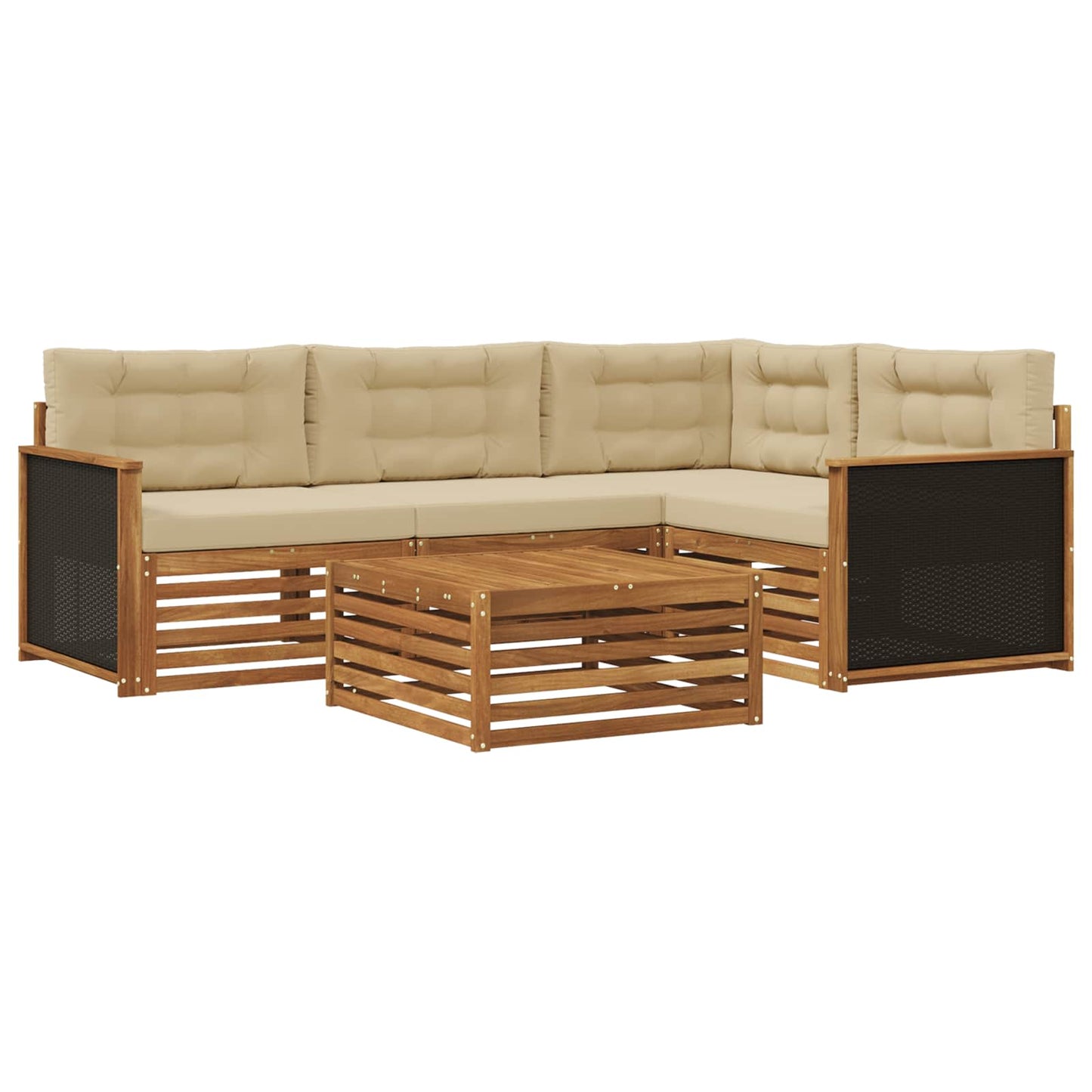 Set di divani da esterno 5 pcs Naturale e Beige 79 x 79 x 37 cm | homemem39