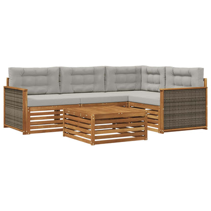 Set di divani da esterno 5 pcs Naturale e Grigio Chiaro