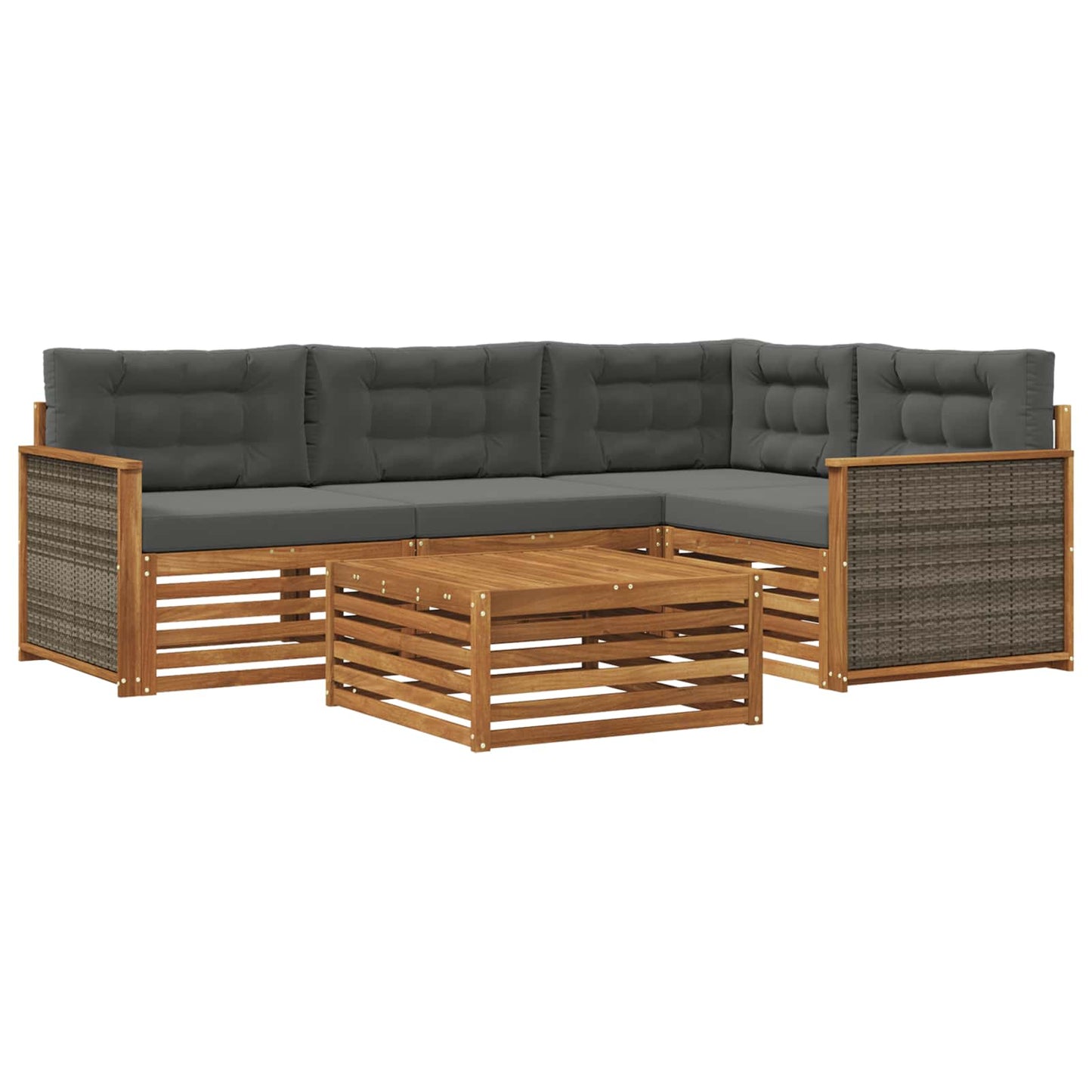 Set di divani da esterno con cuscino 5 pcs Naturale e Antracite | homemem39