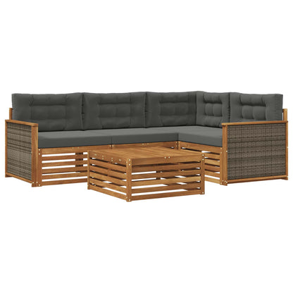 Set di divani da esterno con cuscino 5 pcs Naturale e Antracite | homemem39
