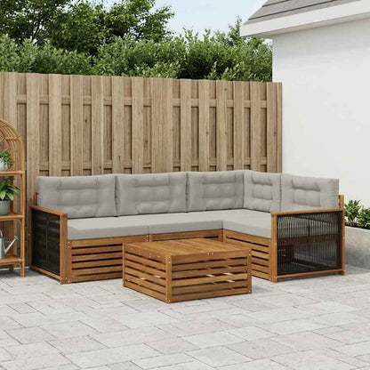 Set di divani da esterno 5 pcs Naturale e Grigio Chiaro