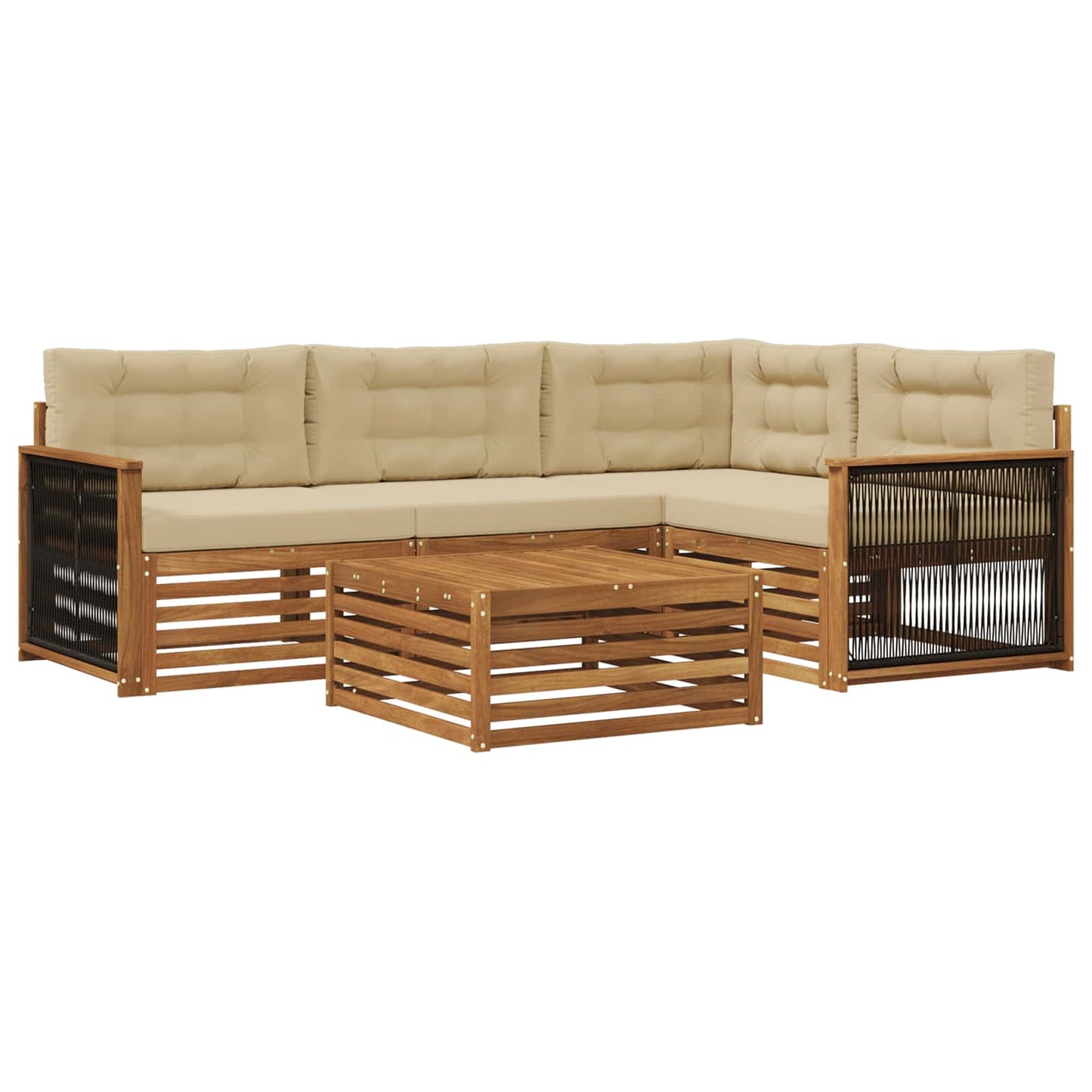 Set di divani da esterno con cuscino 5 pcs Naturale e Beige