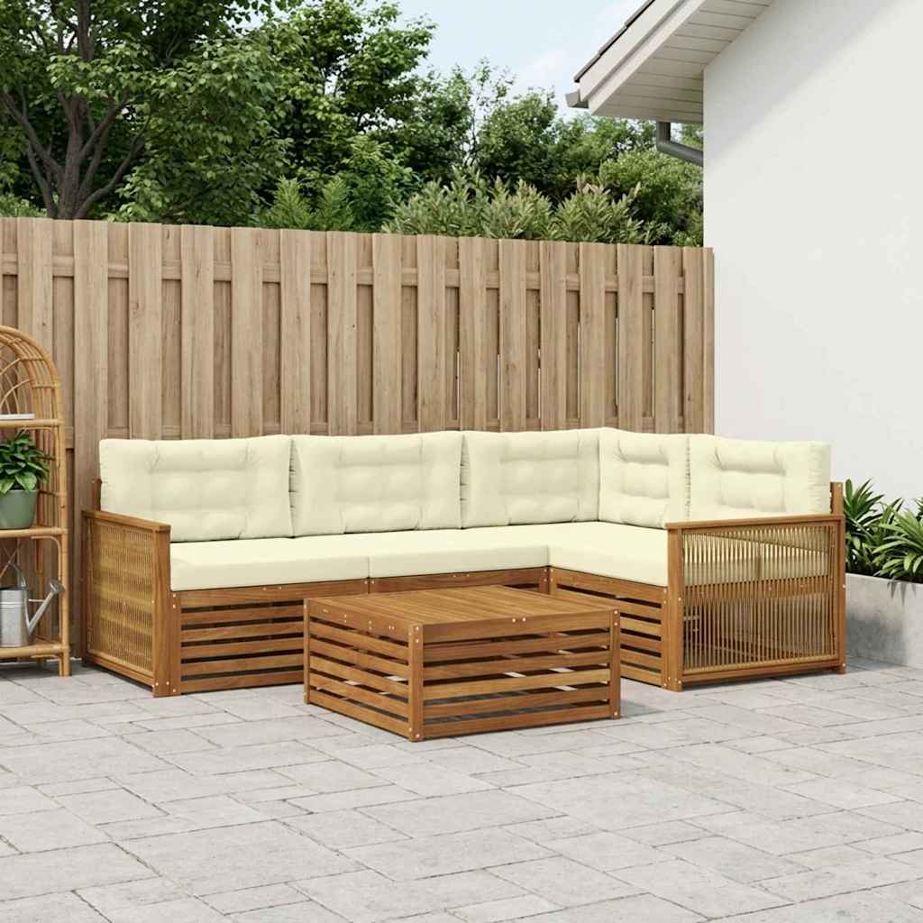 Set di divani da esterno con cuscino 5 pcs Naturale e Crema | homemem39