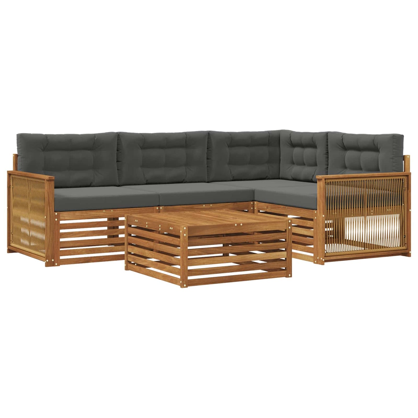 Set di divani da esterno con cuscino 5 pcs Naturale e Antracite | homemem39