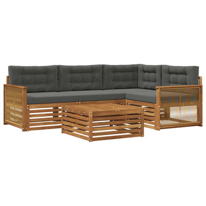 Set di divani da esterno con cuscino 5 pcs Naturale e Antracite | homemem39