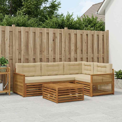 Set di divani da esterno con cuscino 5 pcs Naturale e Beige | homemem39
