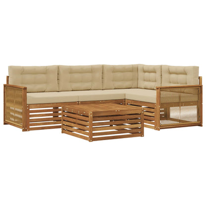 Set di divani da esterno con cuscino 5 pcs Naturale e Beige | homemem39