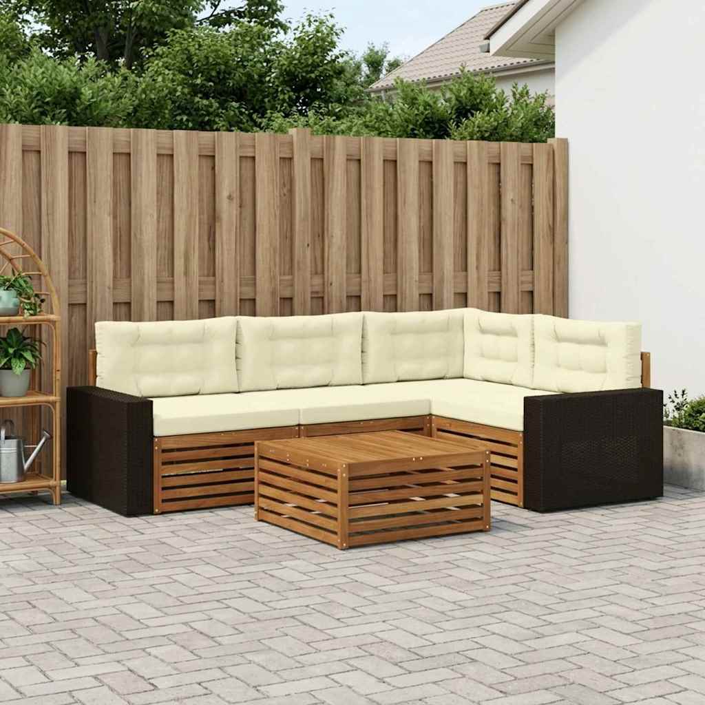 Set di divani da esterno 5 pcs Naturale e Crema 79 x 79 x 37 cm | homemem39