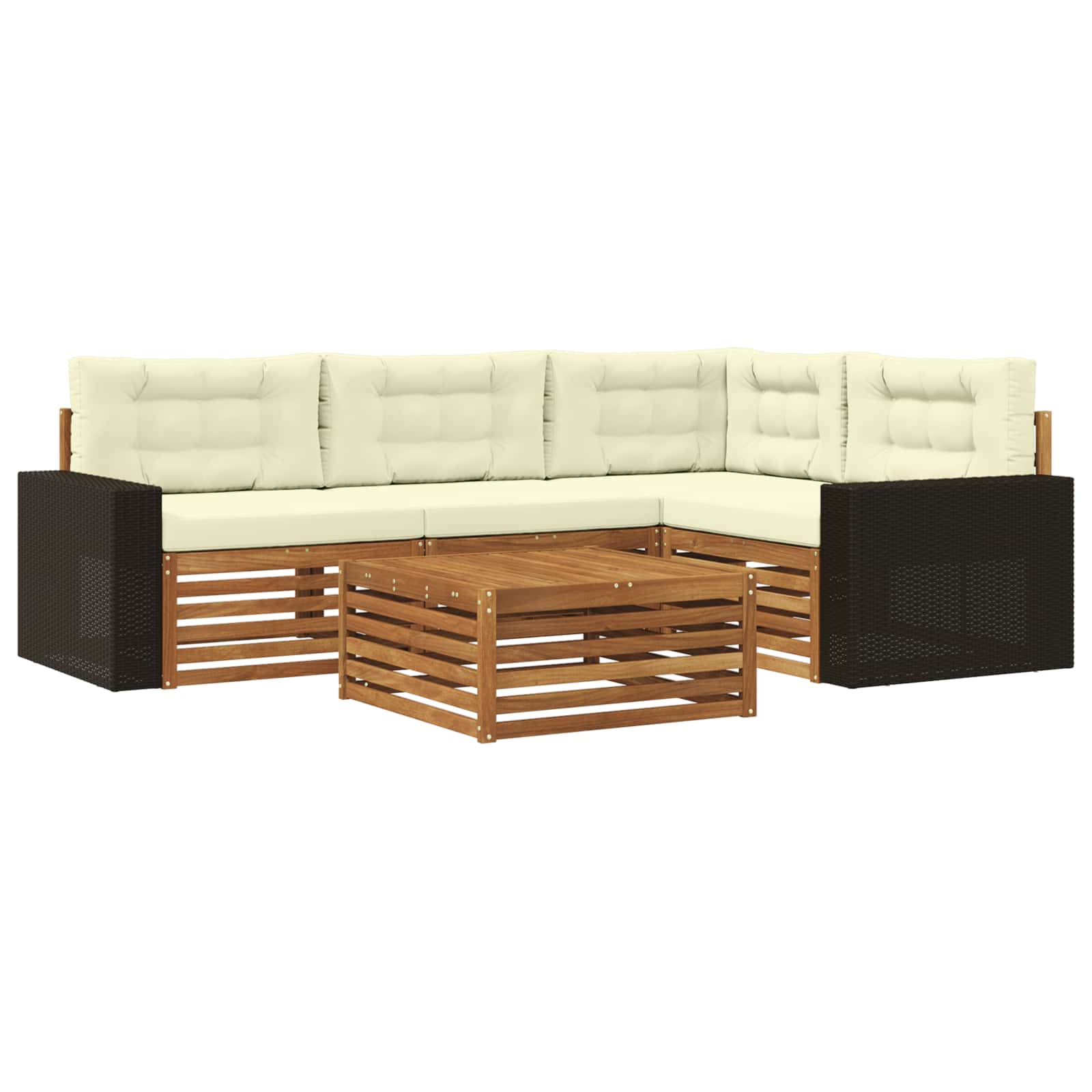 Set di divani da esterno 5 pcs Naturale e Crema 79 x 79 x 37 cm | homemem39