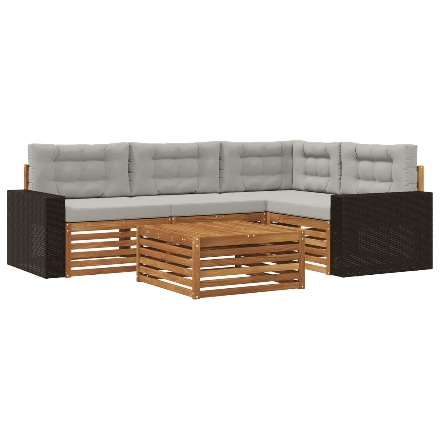Set di divani da esterno 5 pcs Naturale e Grigio Chiaro | homemem39