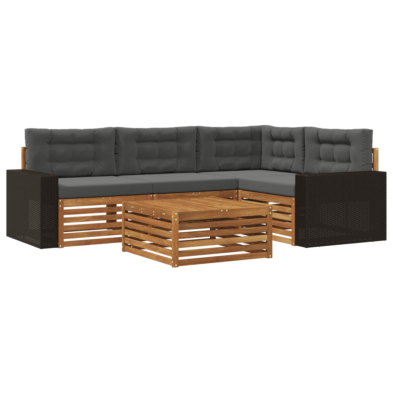 Set di divani da esterno 5 pcs Naturale e Antracite | homemem39