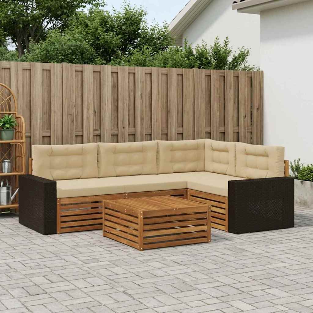 Set di divani da esterno 5 pcs Naturale e Beige 79 x 79 x 37 cm