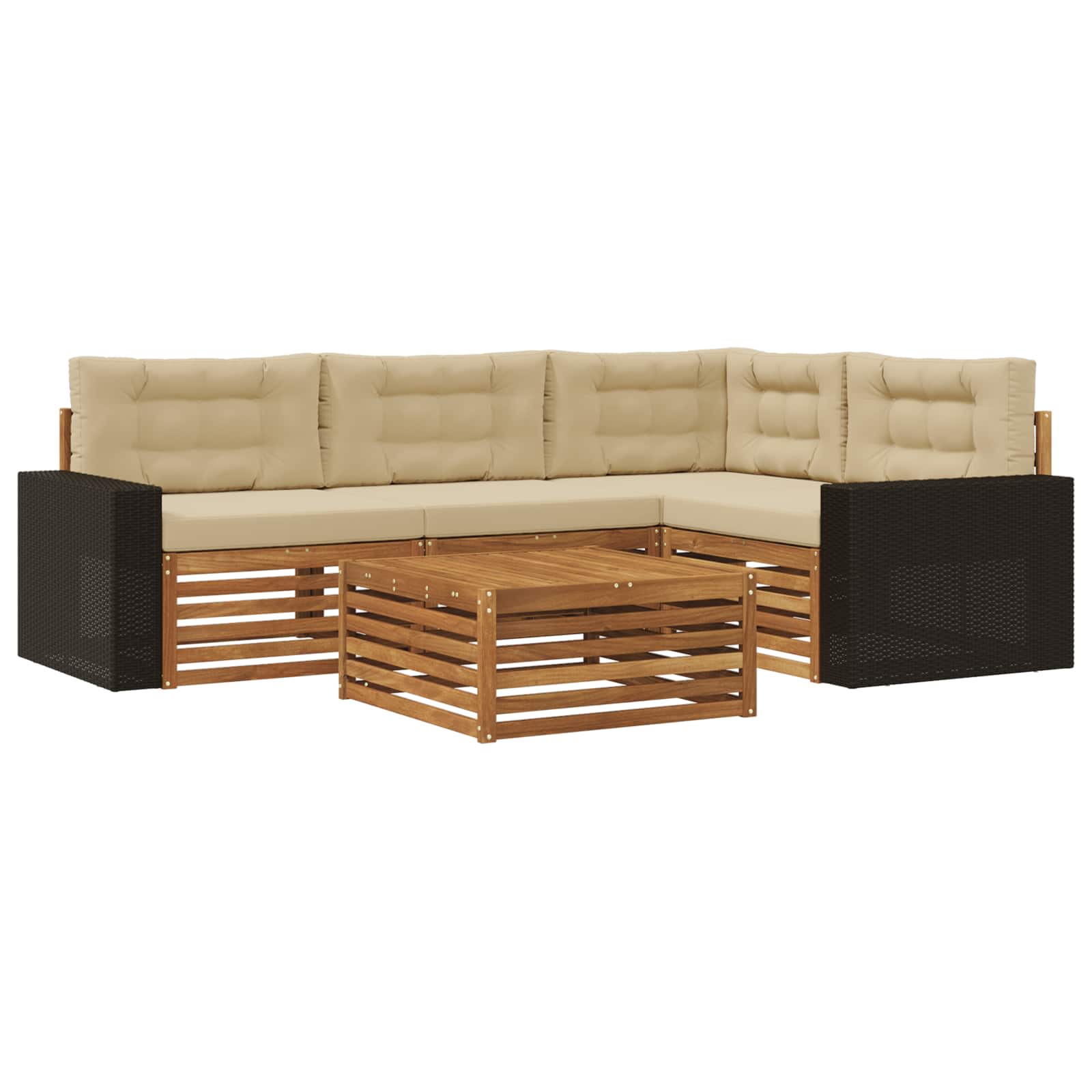 Set di divani da esterno 5 pcs Naturale e Beige 79 x 79 x 37 cm | homemem39