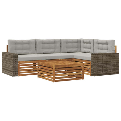 Set di divani da esterno 5 pcs Naturale e Grigio Chiaro