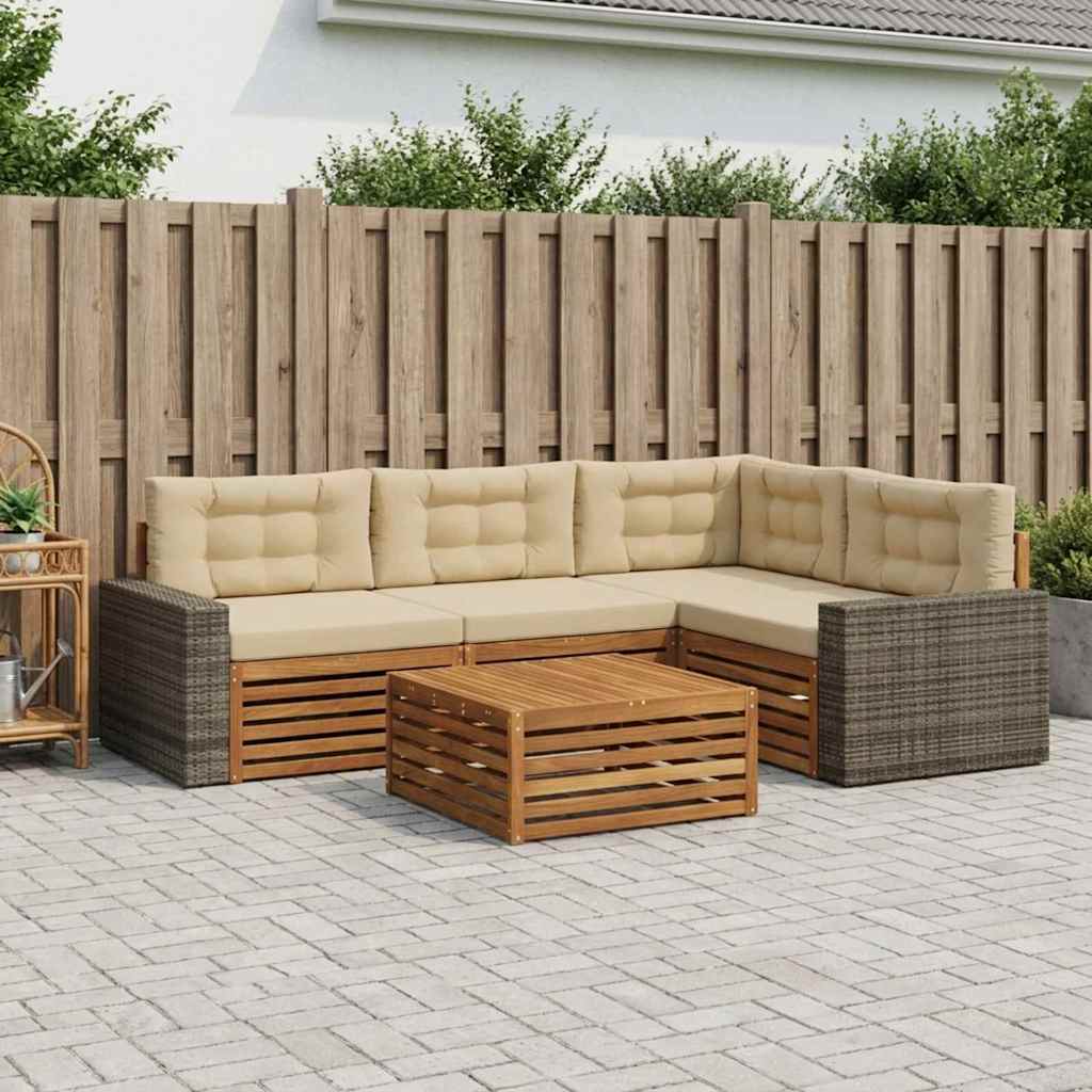 Set di divani da esterno 5 pcs Naturale e Beige 79 x 79 x 37 cm