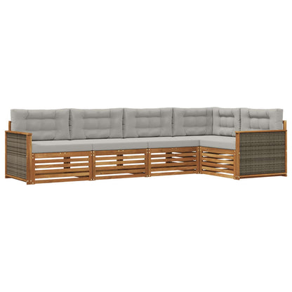 Set di divani da esterno 5 pcs Naturale e Grigio Chiaro