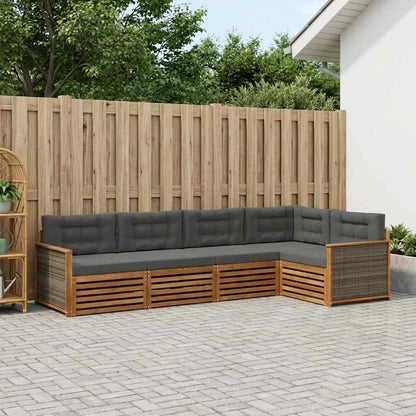 Set di divani da esterno con cuscino 5 pcs Naturale e Antracite | homemem39