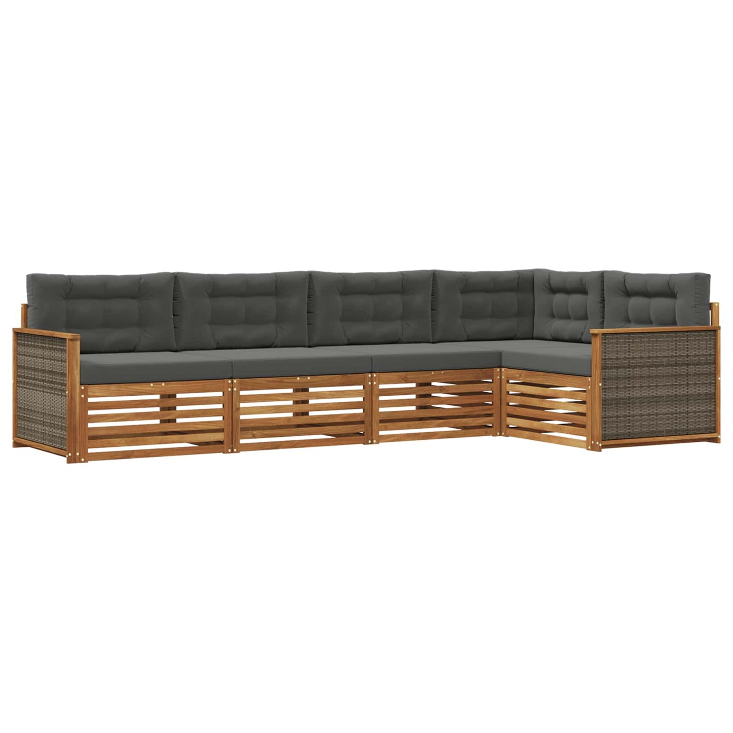 Set di divani da esterno con cuscino 5 pcs Naturale e Antracite | homemem39