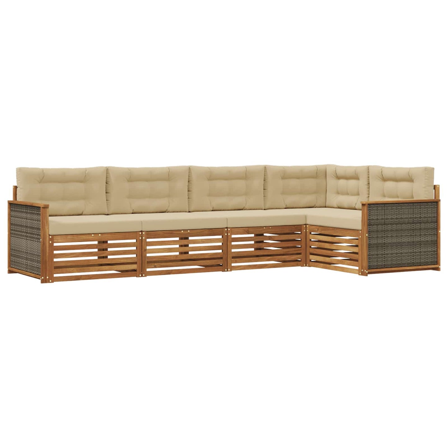 Set di divani da esterno con cuscino 5 pcs Naturale e Beige | homemem39