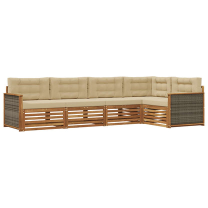 Set di divani da esterno con cuscino 5 pcs Naturale e Beige | homemem39