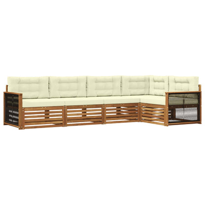 Set di divani da esterno con cuscino 5 pcs Naturale e Crema