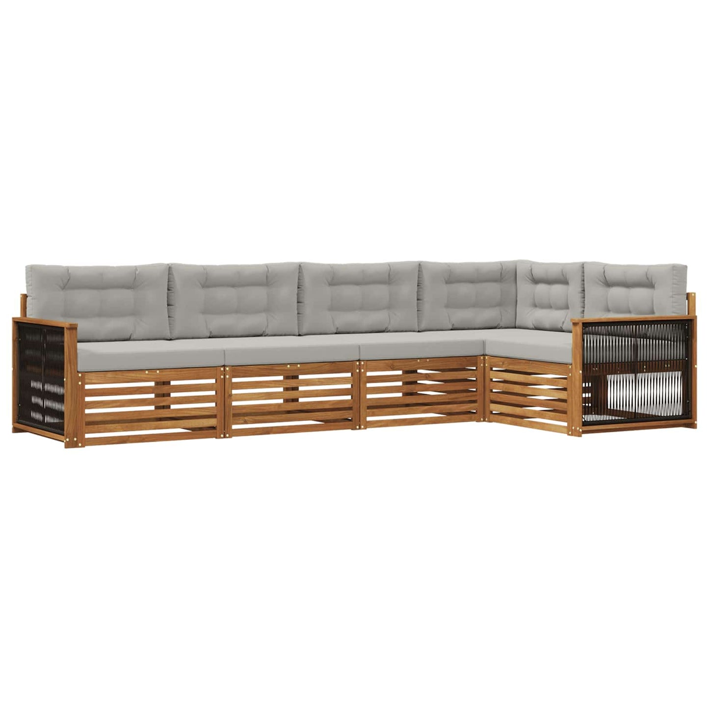 Set di divani da esterno 5 pcs Naturale e Grigio Chiaro