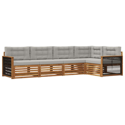 Set di divani da esterno 5 pcs Naturale e Grigio Chiaro