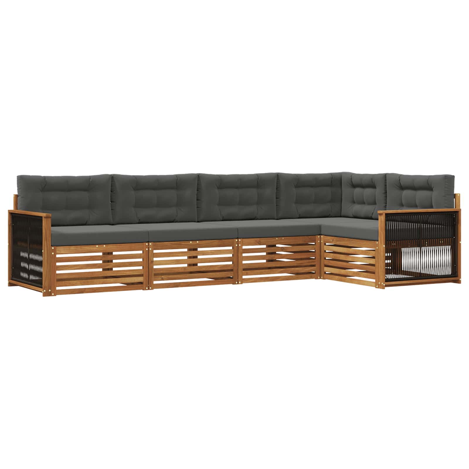 Set di divani da esterno con cuscino 5 pcs Naturale e Antracite | homemem39