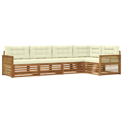 Set di divani da esterno con cuscino 5 pcs Naturale e Crema