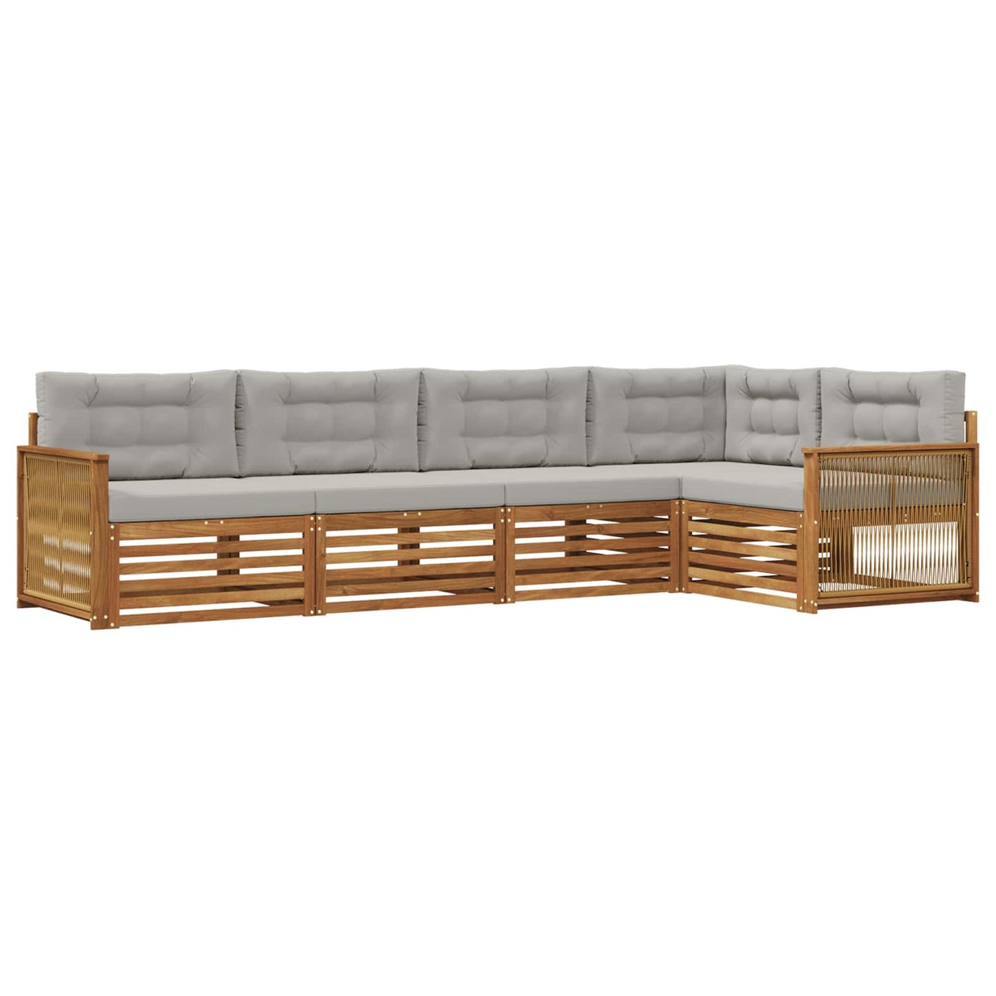 Set di divani da esterno 5 pcs Naturale e Grigio Chiaro | homemem39