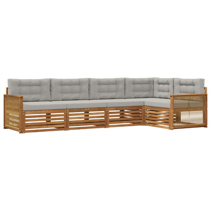 Set di divani da esterno 5 pcs Naturale e Grigio Chiaro | homemem39