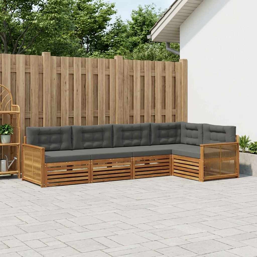 Set di divani da esterno con cuscino 5 pcs Naturale e Antracite | homemem39