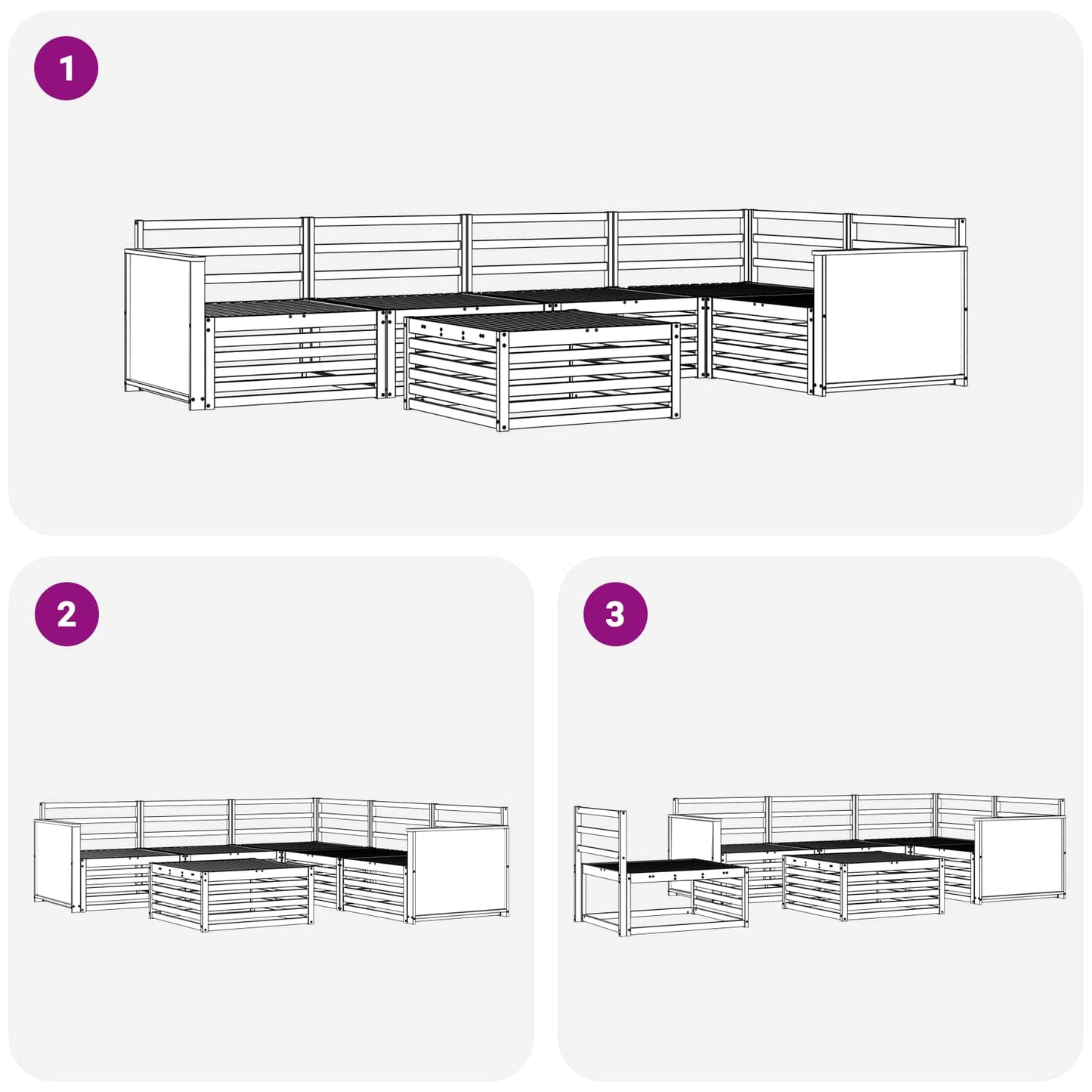 Set di divani da esterno 6 pcs Naturale