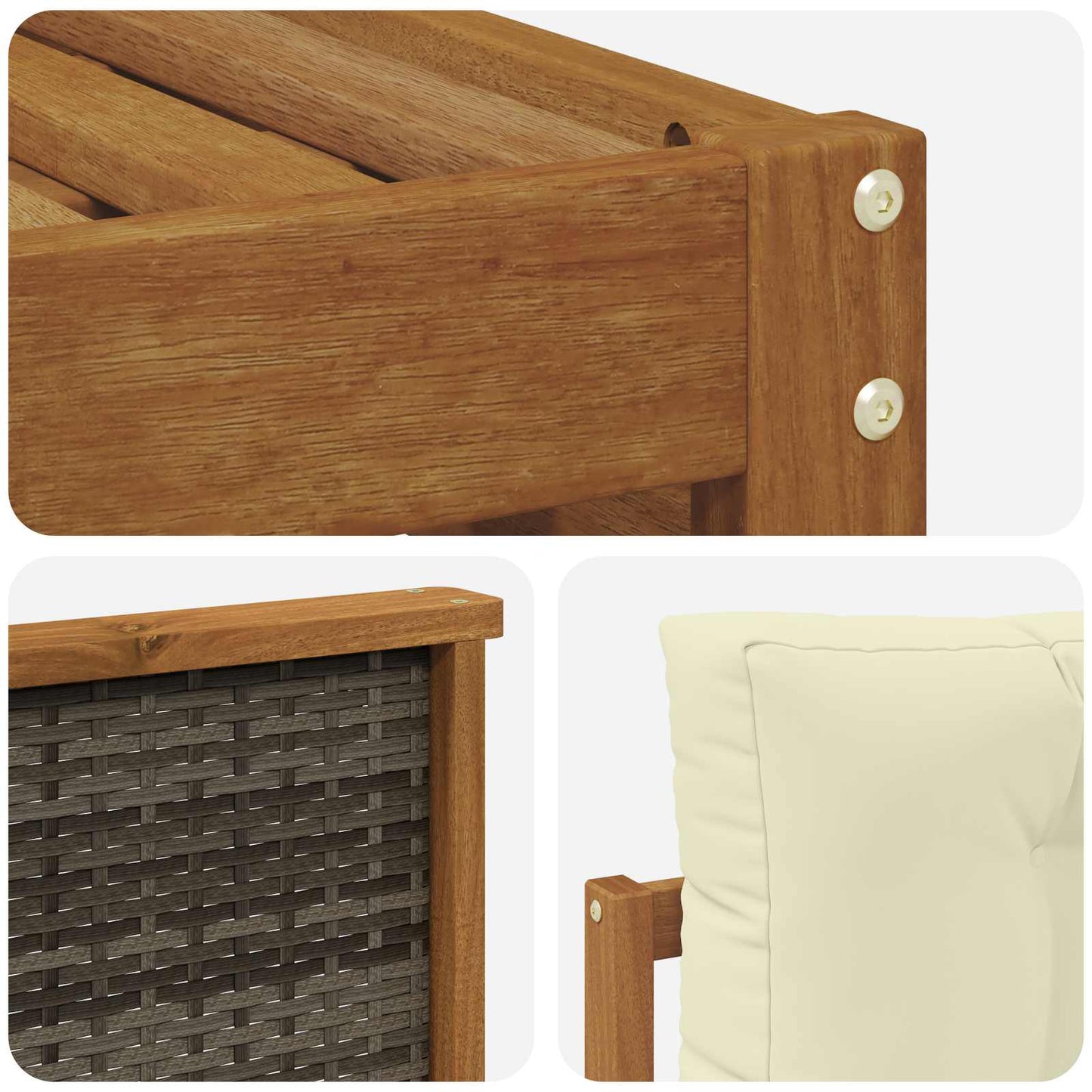 Set di divani da esterno con cuscino 6 pcs Naturale e Crema
