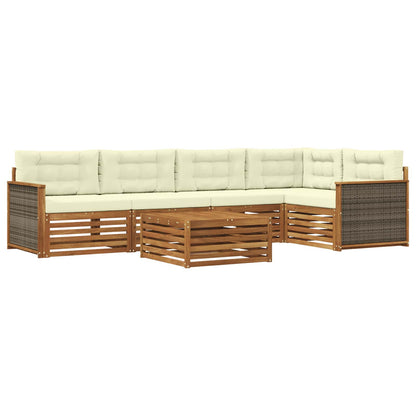 Set di divani da esterno con cuscino 6 pcs Naturale e Crema