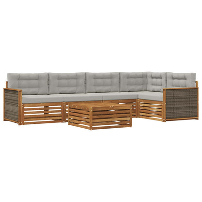 Set di divani da esterno 6 pcs Naturale e Grigio Chiaro