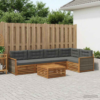 Set di divani da esterno con cuscino 6 pcs Naturale e Antracite