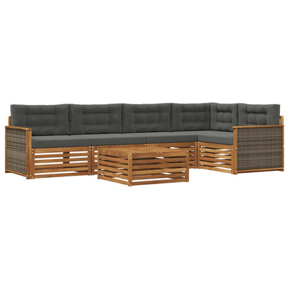 Set di divani da esterno con cuscino 6 pcs Naturale e Antracite