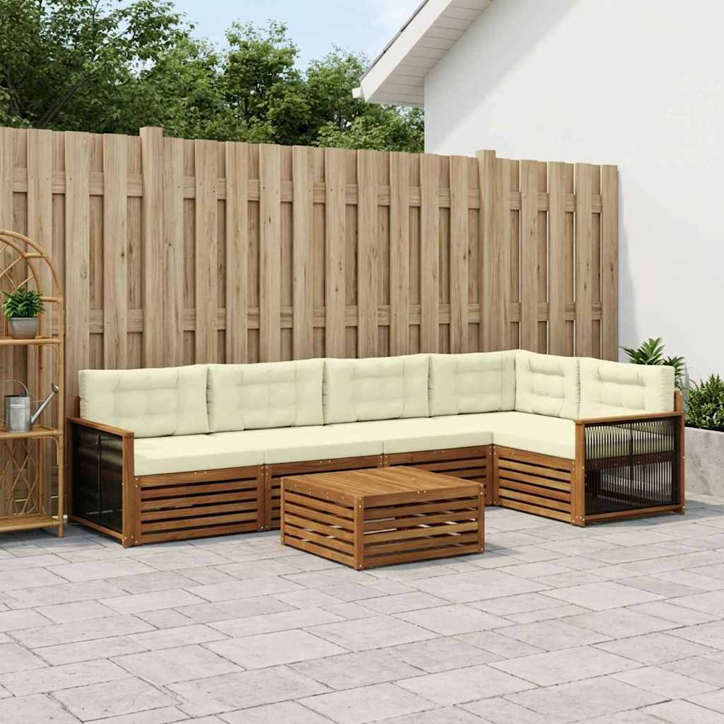 Set di divani da esterno con cuscino 6 pcs Naturale e Crema