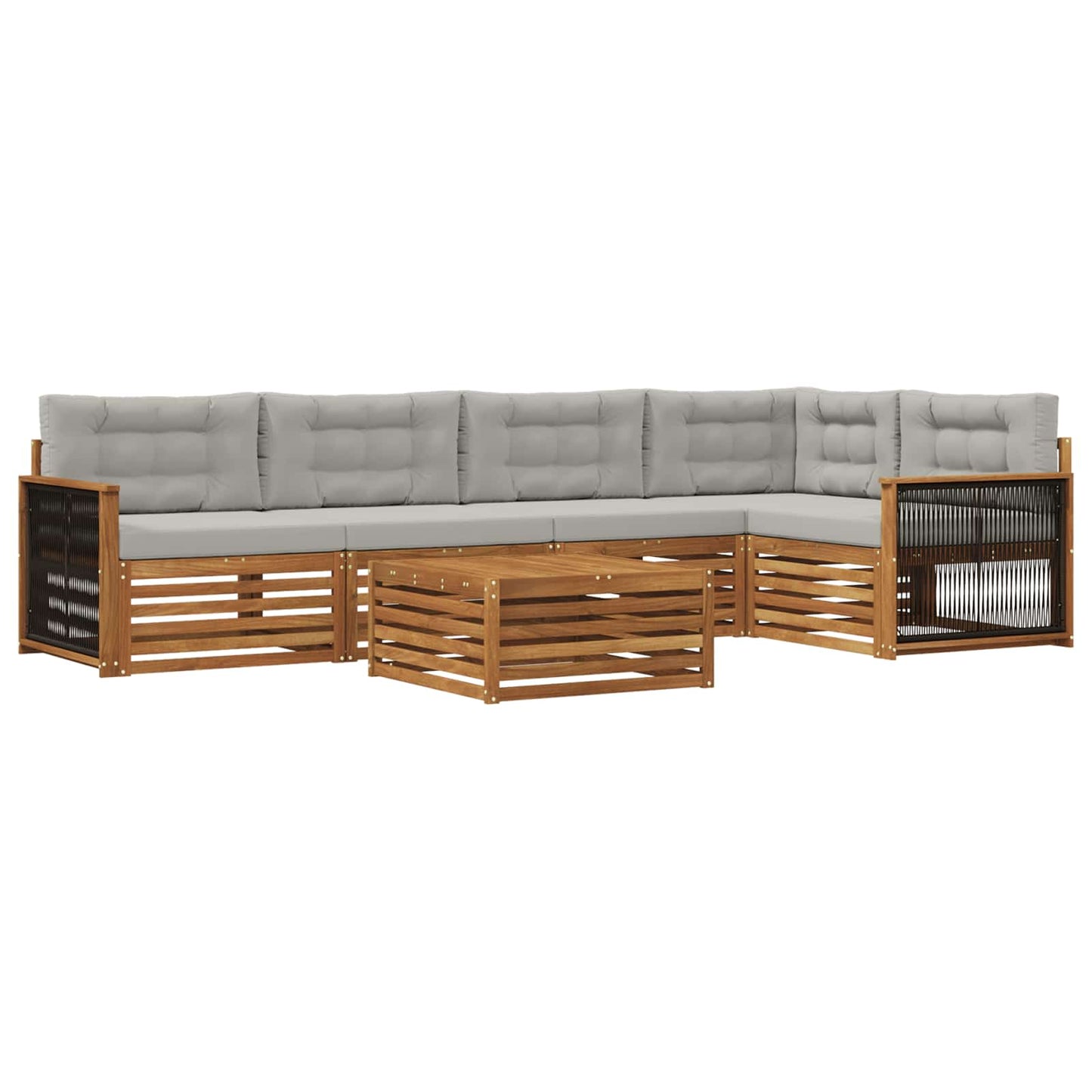Set di divani da esterno 6 pcs Naturale e Grigio Chiaro