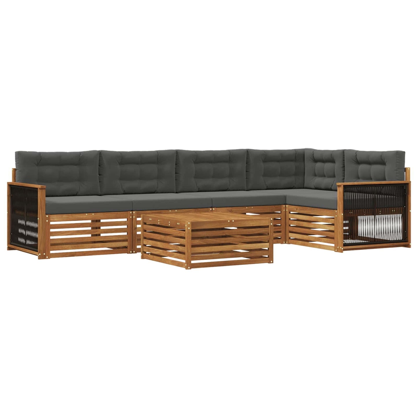 Set di divani da esterno con cuscino 6 pcs Naturale e Antracite